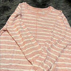 Time and Tru Pink and White Striped Top